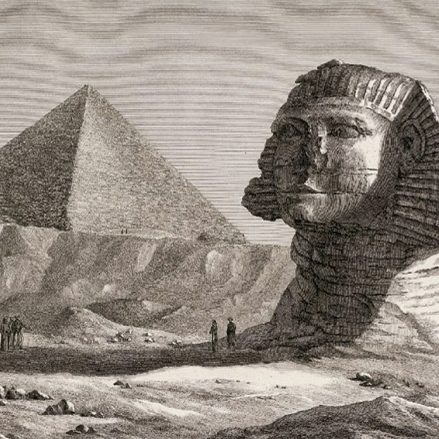 Engraving of the Sphinx and the Great Pyramid, Description de l’Egypte, 1822